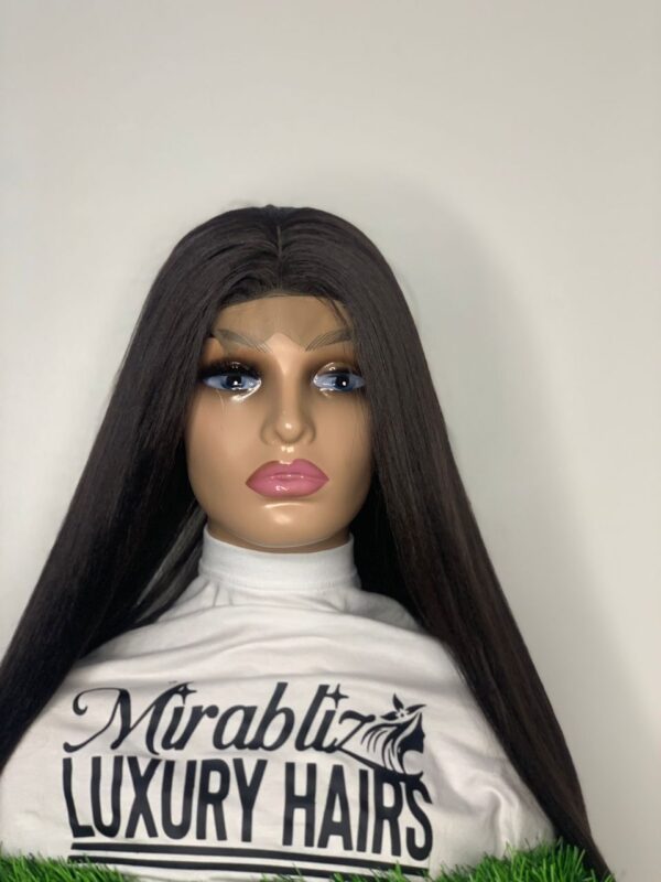 Silky Straight Hair Blend Wig (Piano Color, Frontal Closure)